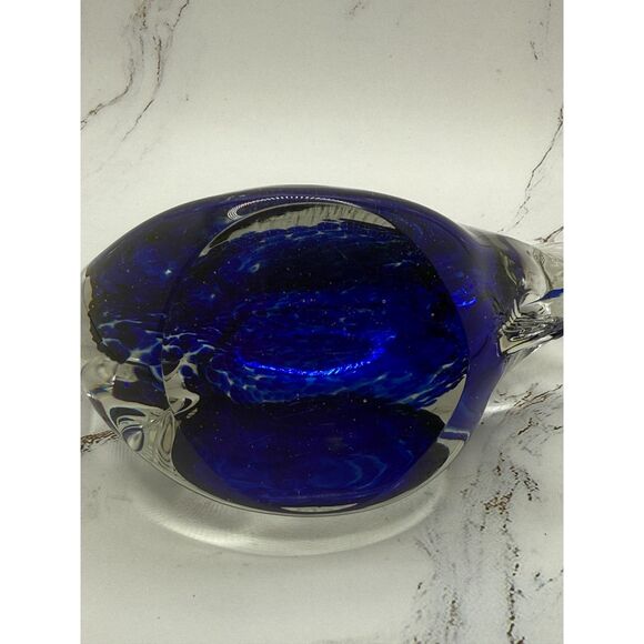 Murano Topical Fish Art Glass 7" Hand Blown Sculpture Sommerso Blue Fish - Picture 8 of 12